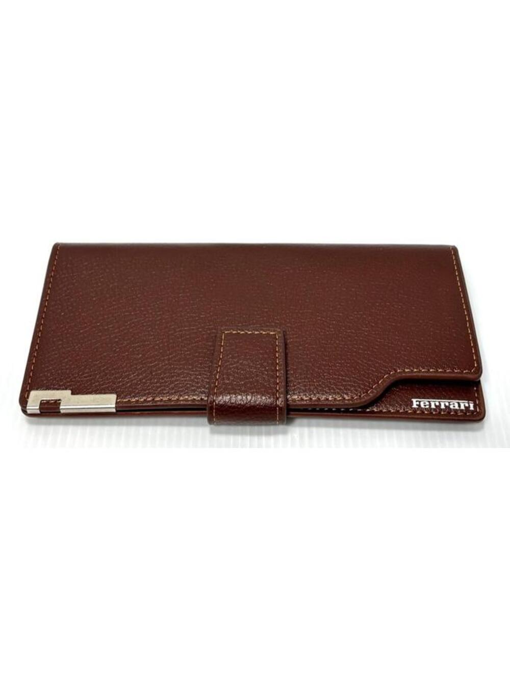 Ferrari Brown Long Wallet Trifold Credit Card Billfold Holder Cash Organizer NEW